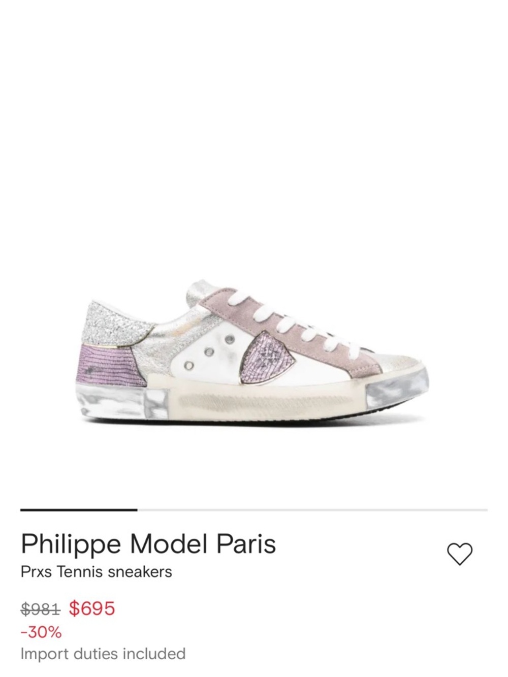Philippe Model Paris Prxs Tennis Sneakers Glitter Distressed